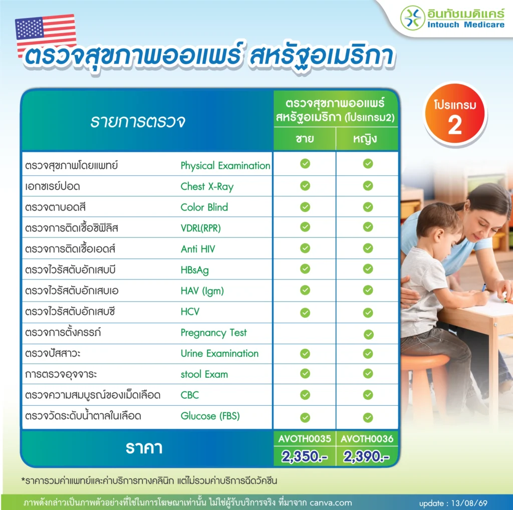 ตรวจสุขภาพออแพร์สหรัฐอเมริกา โปรแกรม 2