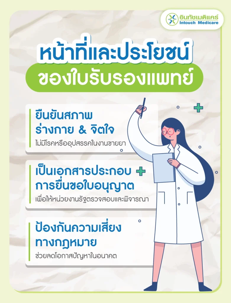 หน้าที่และประโยชน์ของใบรับรองแพทย์