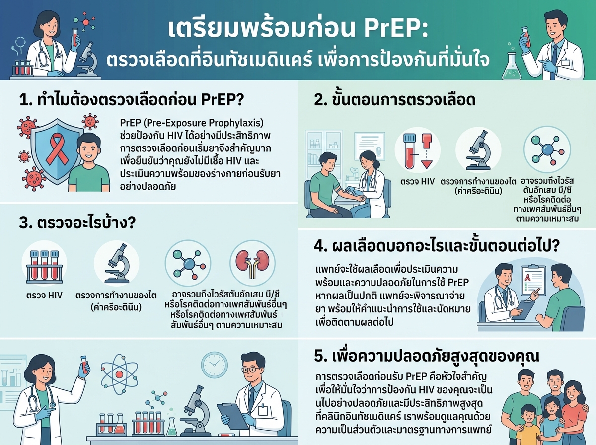 ผู้ป่วยกำลังตรวจเลือดก่อนรับ PrEP ที่คลินิกอินทัชเมดิแคร์