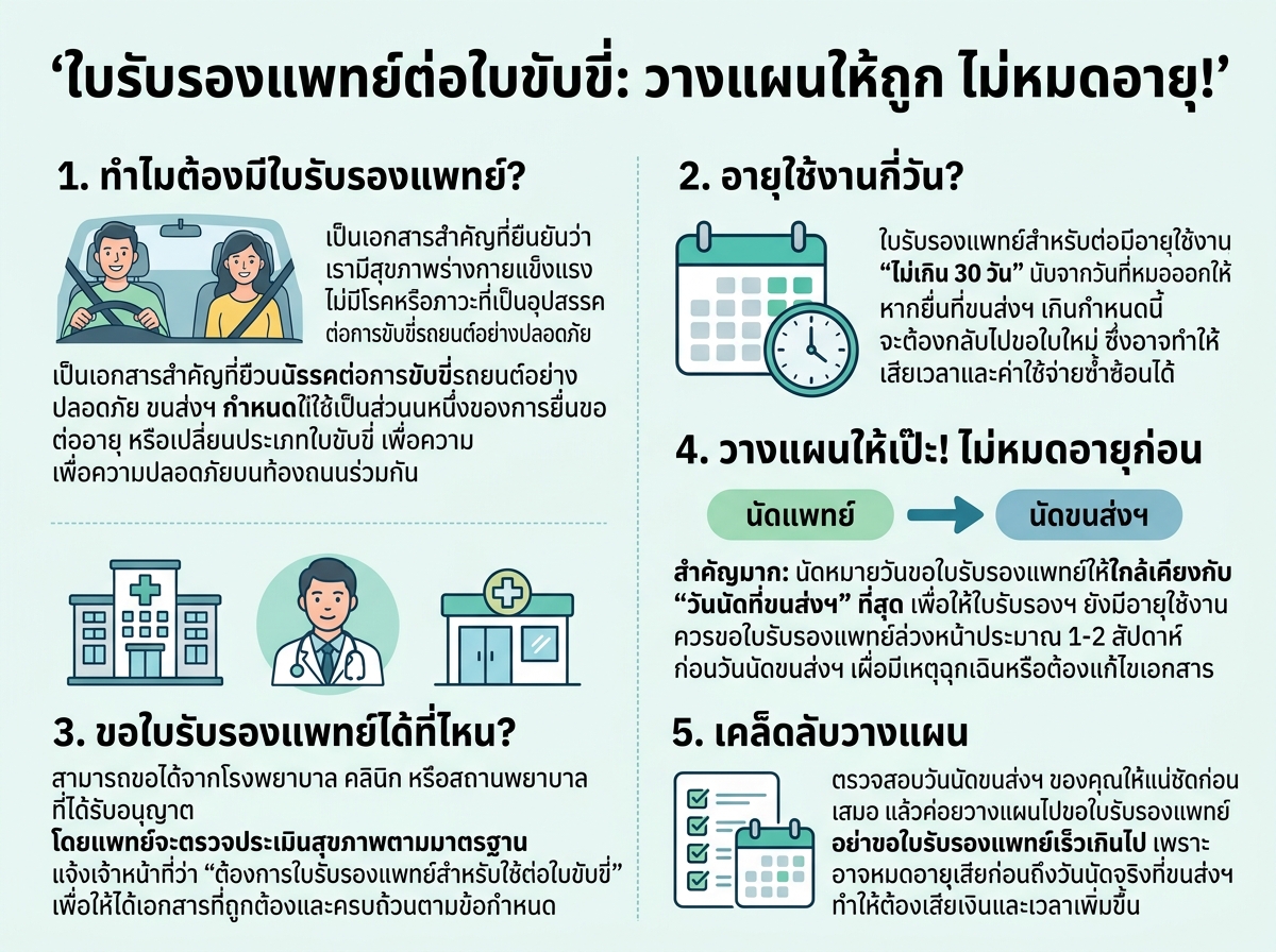 ภาพแพทย์กำลังตรวจสุขภาพ เพื่อออกใบรับรองแพทย์สำหรับต่อใบขับขี่