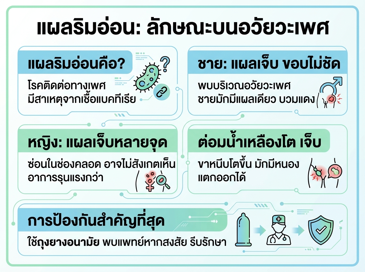 ภาพแผลริมอ่อนบนอวัยวะเพศชายและหญิง