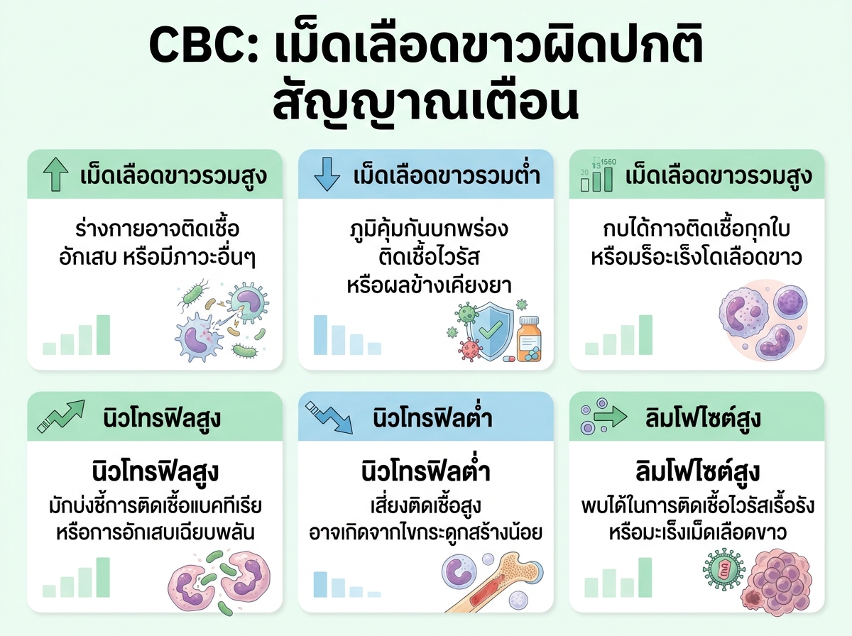 ผลการตรวจเลือด CBC ที่บ่งชี้ความผิดปกติของเม็ดเลือดขาว
