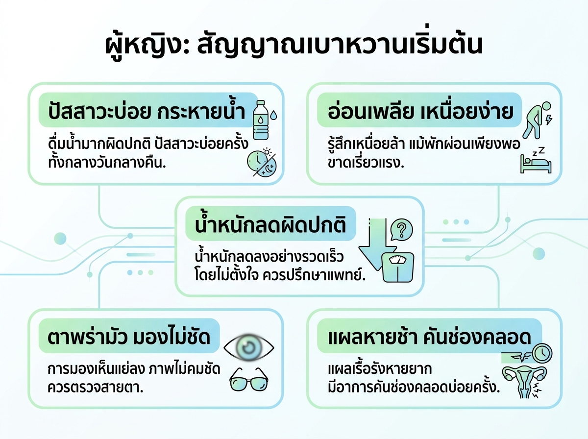 ผู้หญิงสังเกตอาการเบาหวานในระยะเริ่มต้น