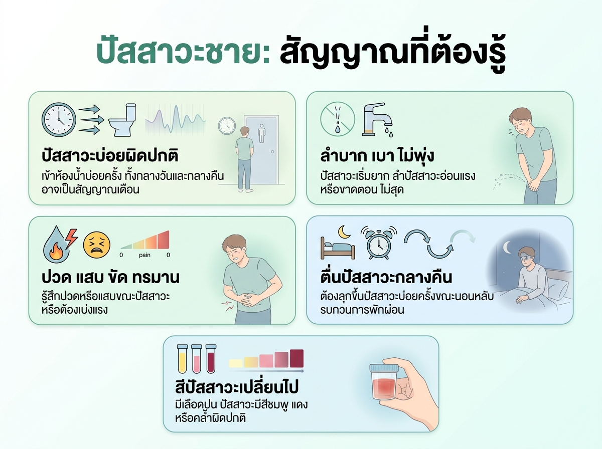 ผู้ชายกำลังครุ่นคิดถึงอาการปัสสาวะที่ผิดปกติ
