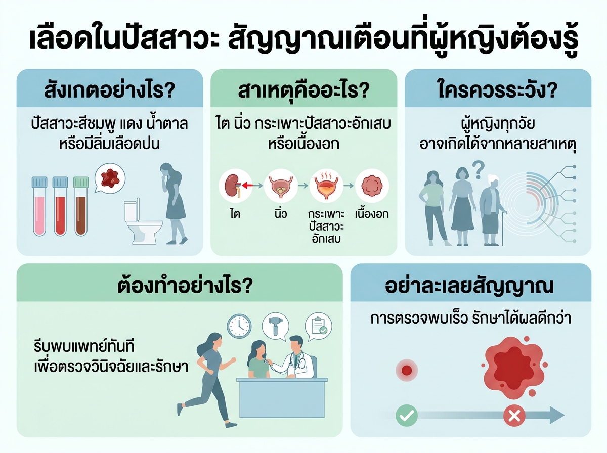 ผู้หญิงกำลังกังวลเรื่องเลือดในปัสสาวะ