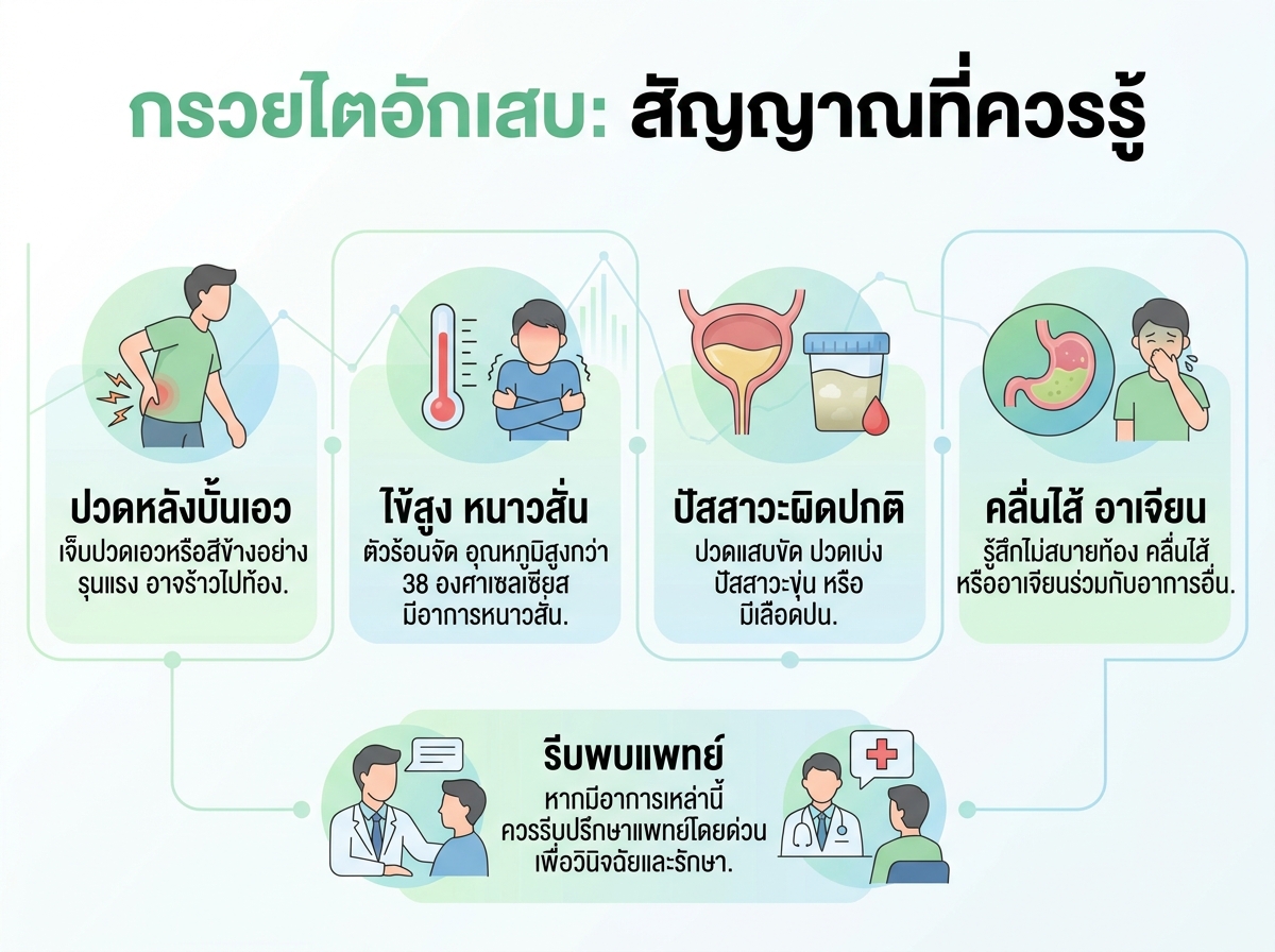 ผู้ป่วยมีอาการปวดหลังบั้นเอว ไข้สูง หนาวสั่น สัญญาณกรวยไตอักเสบ
