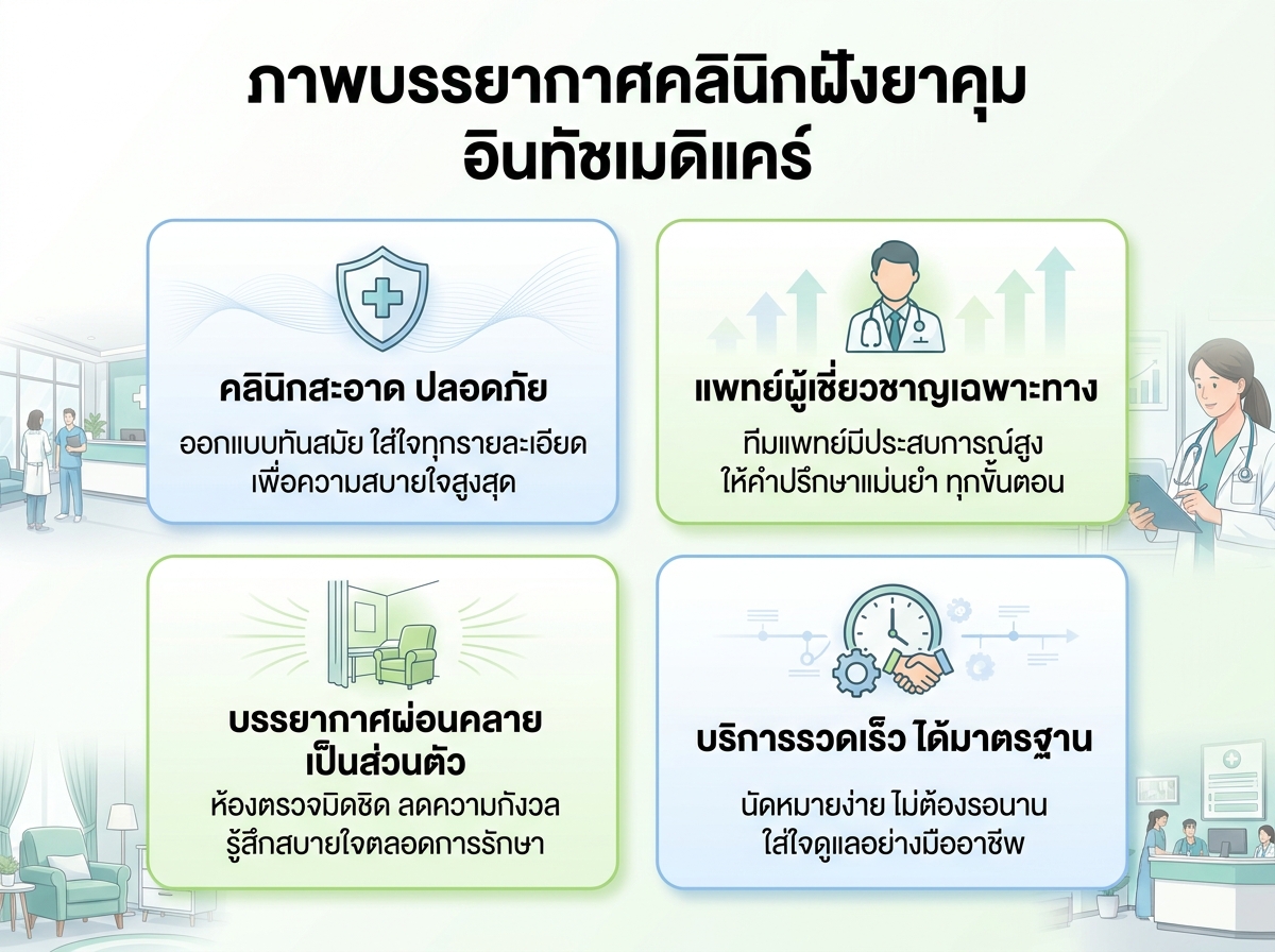 ภาพบรรยากาศคลินิกฝังยาคุม อินทัชเมดิแคร์คลินิก พร้อมแพทย์ผู้เชี่ยวชาญ