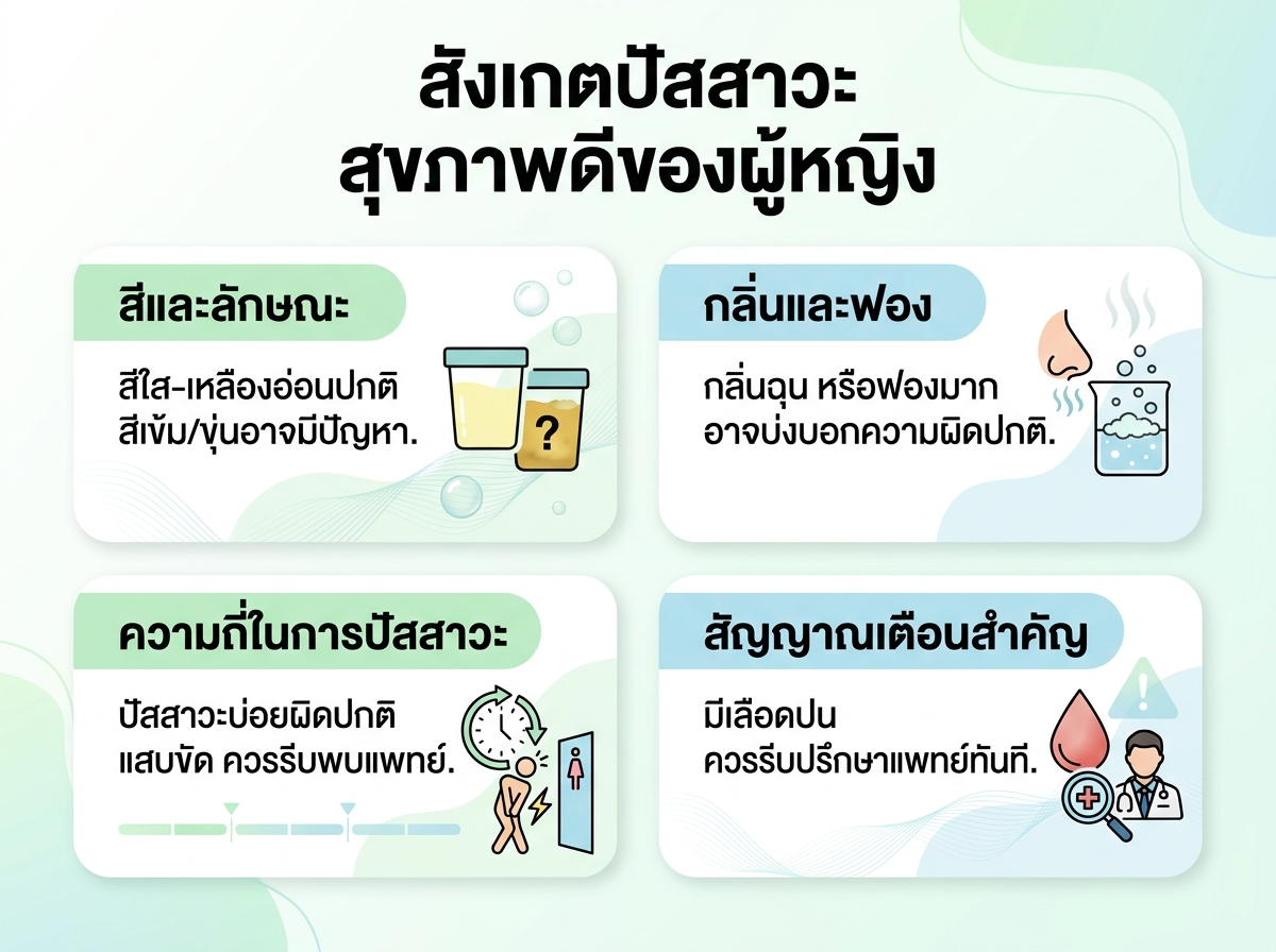 ผู้หญิงกำลังมองปัสสาวะในโถส้วมเพื่อตรวจสุขภาพ