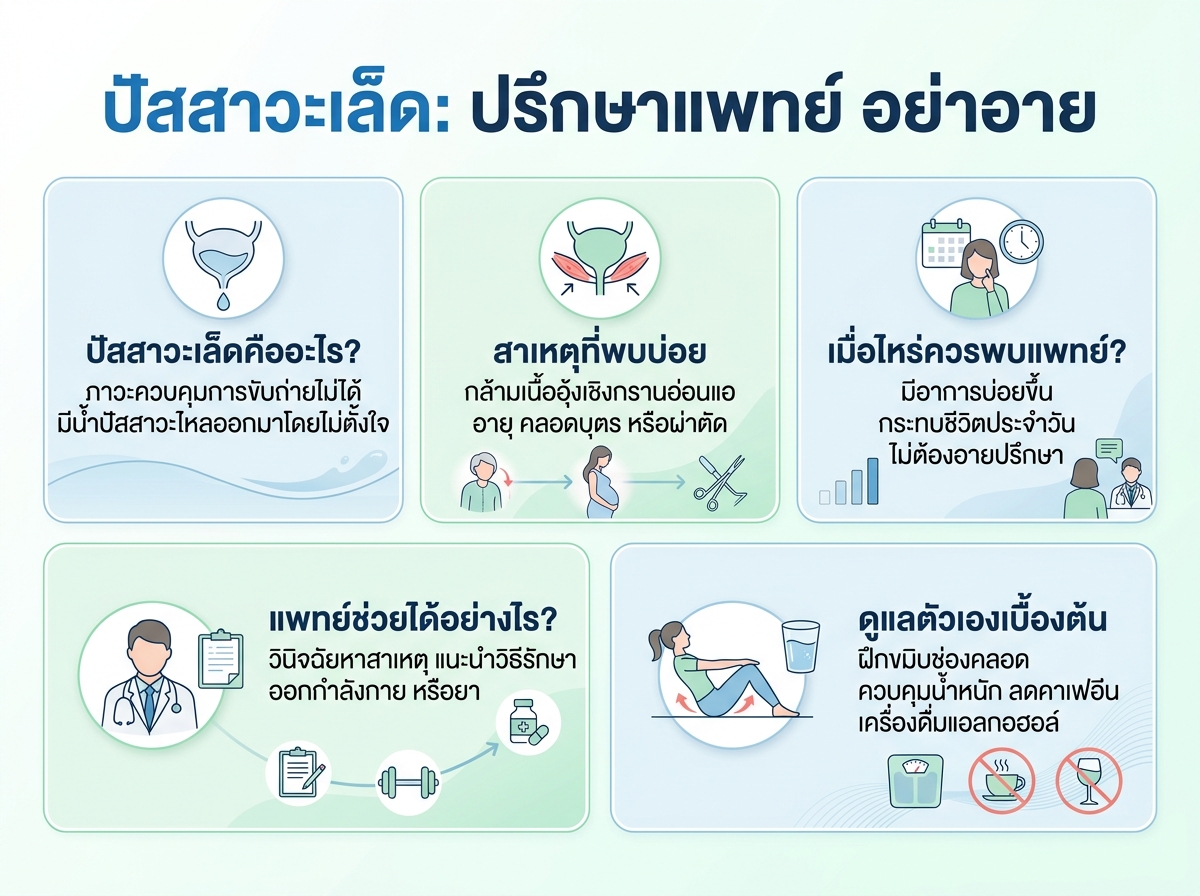 ผู้หญิงกำลังปรึกษาแพทย์เกี่ยวกับอาการปัสสาวะเล็ด