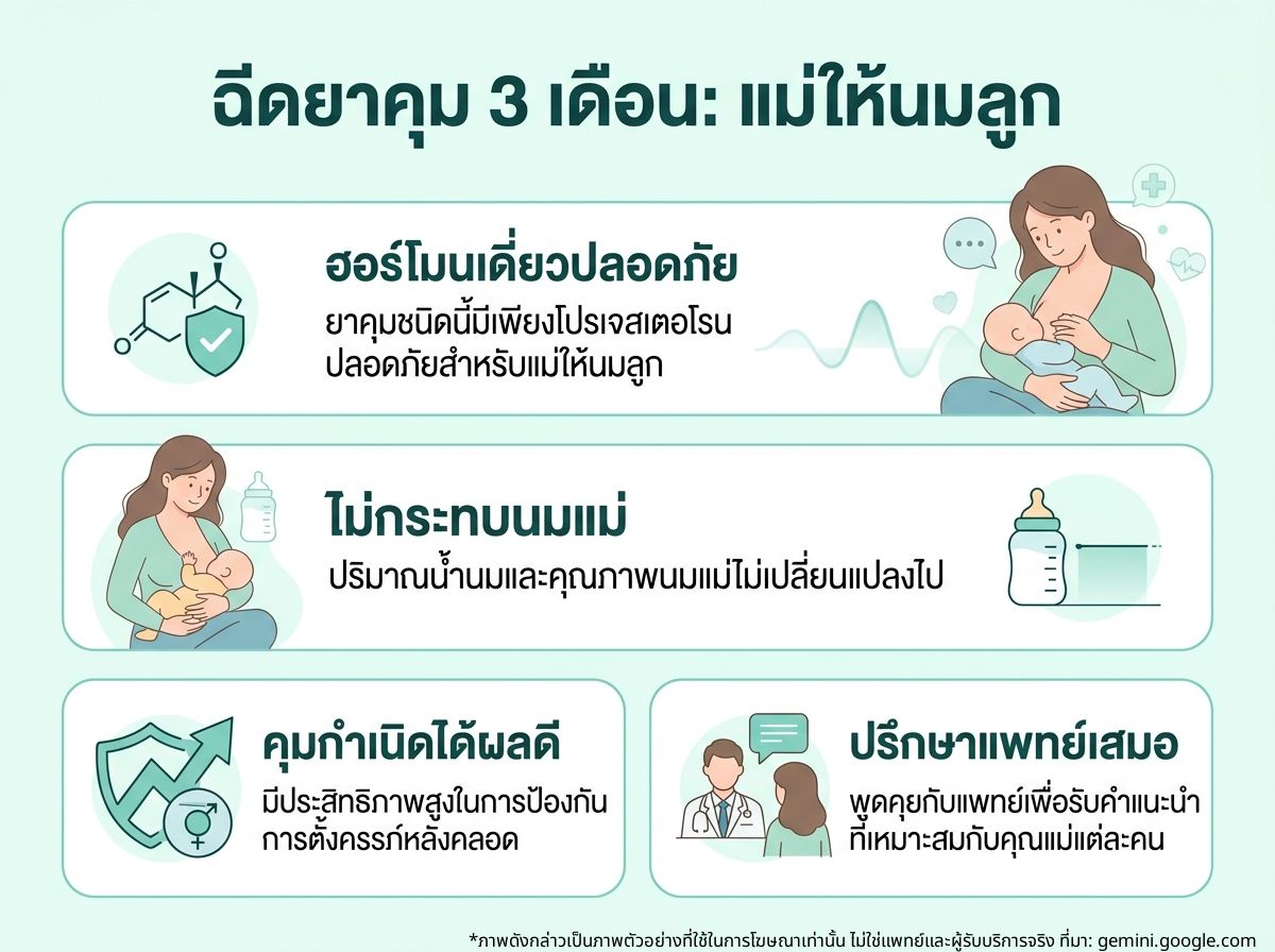 คุณแม่ให้นมลูกกำลังพิจารณาฉีดยาคุมแบบ 3 เดือน ฮอร์โมนเดี่ยว