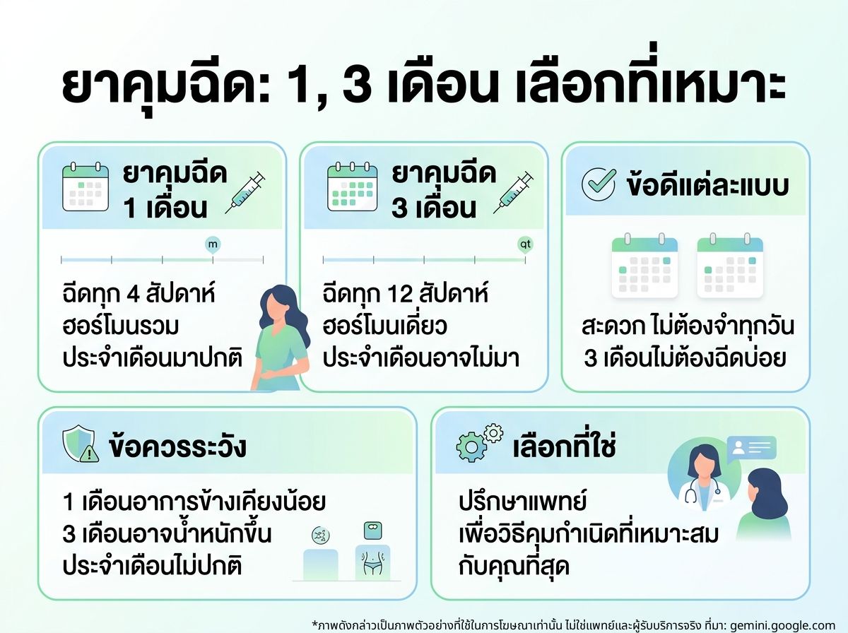 ยาคุมแบบฉีด 1 เดือน และ 3 เดือน การเลือกวิธีการคุมกำเนิดที่เหมาะสม