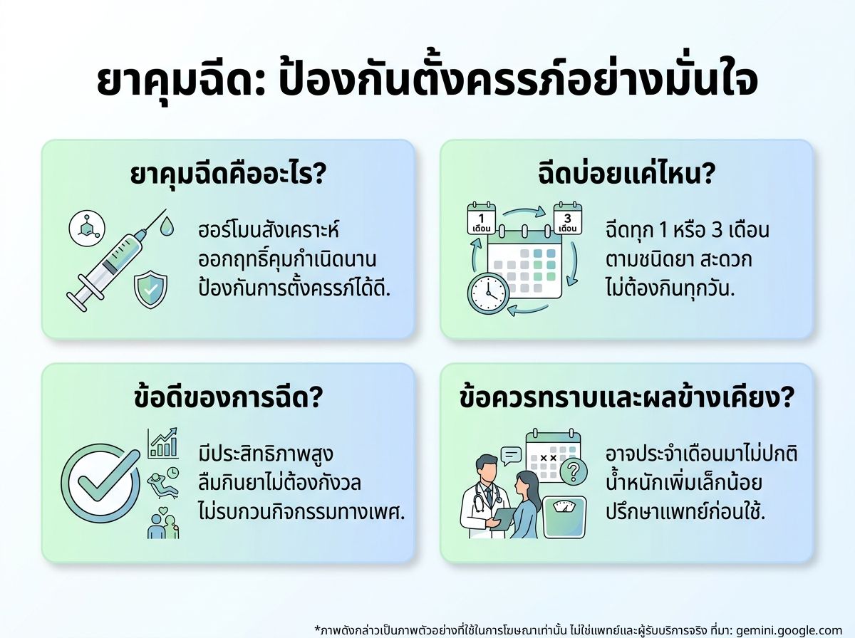 ผู้หญิงกำลังฉีดยาคุมกำเนิดเพื่อป้องกันการตั้งครรภ์