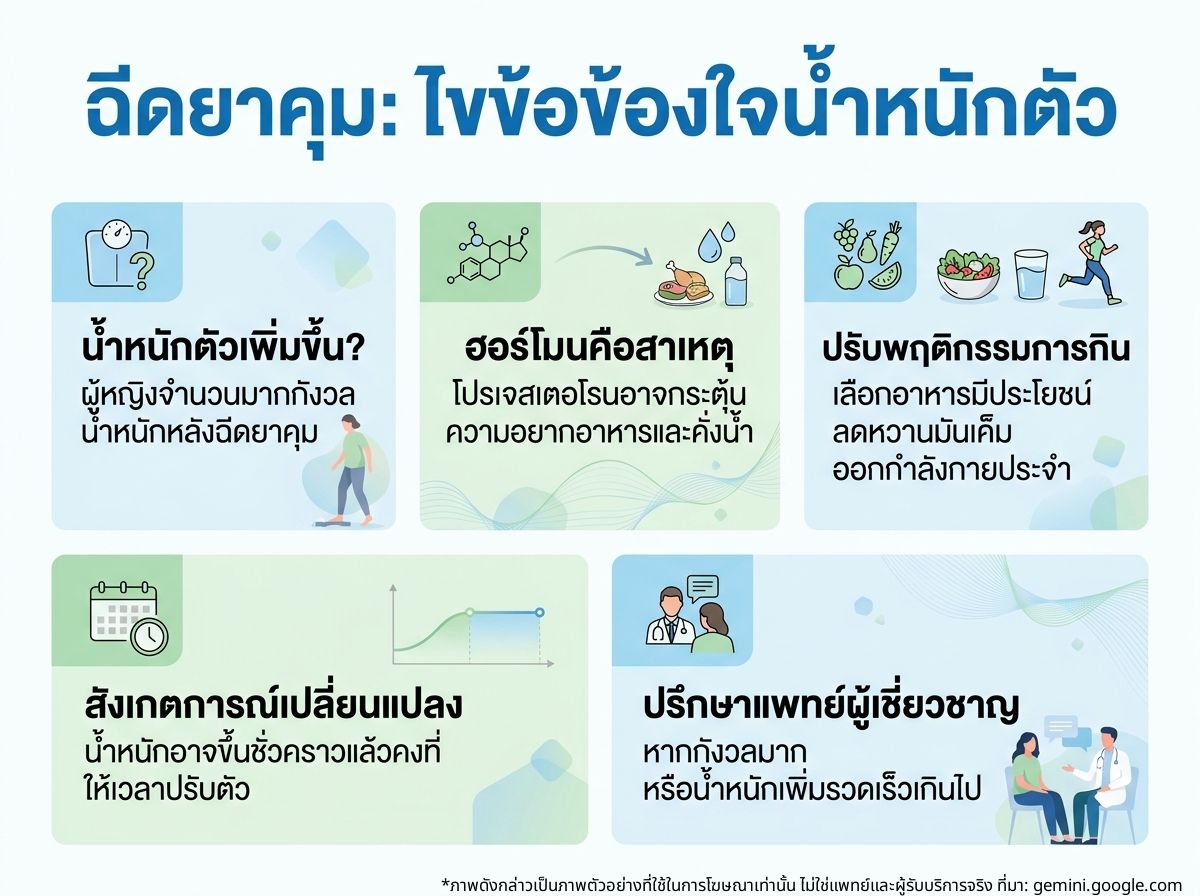 ผู้หญิงกังวลเรื่องน้ำหนักหลังจากฉีดยาคุม