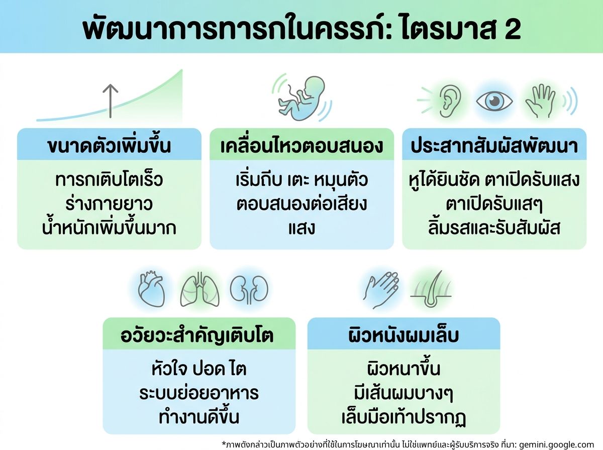 ภาพแสดงพัฒนาการของทารกในครรภ์ไตรมาสที่ 2
