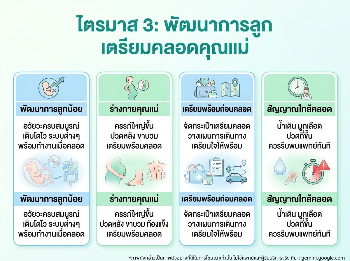 คุณแม่ตั้งครรภ์ไตรมาส 3 กับพัฒนาการของลูกน้อยและการเตรียมตัวคลอด