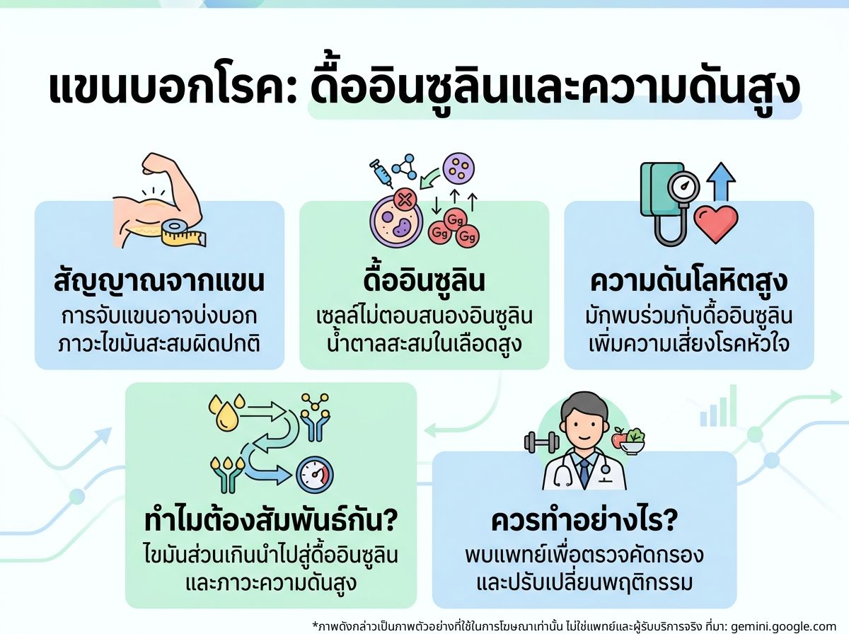 ผู้ชายจับที่แขน แสดงถึงภาวะดื้ออินซูลินและความดันโลหิตสูง