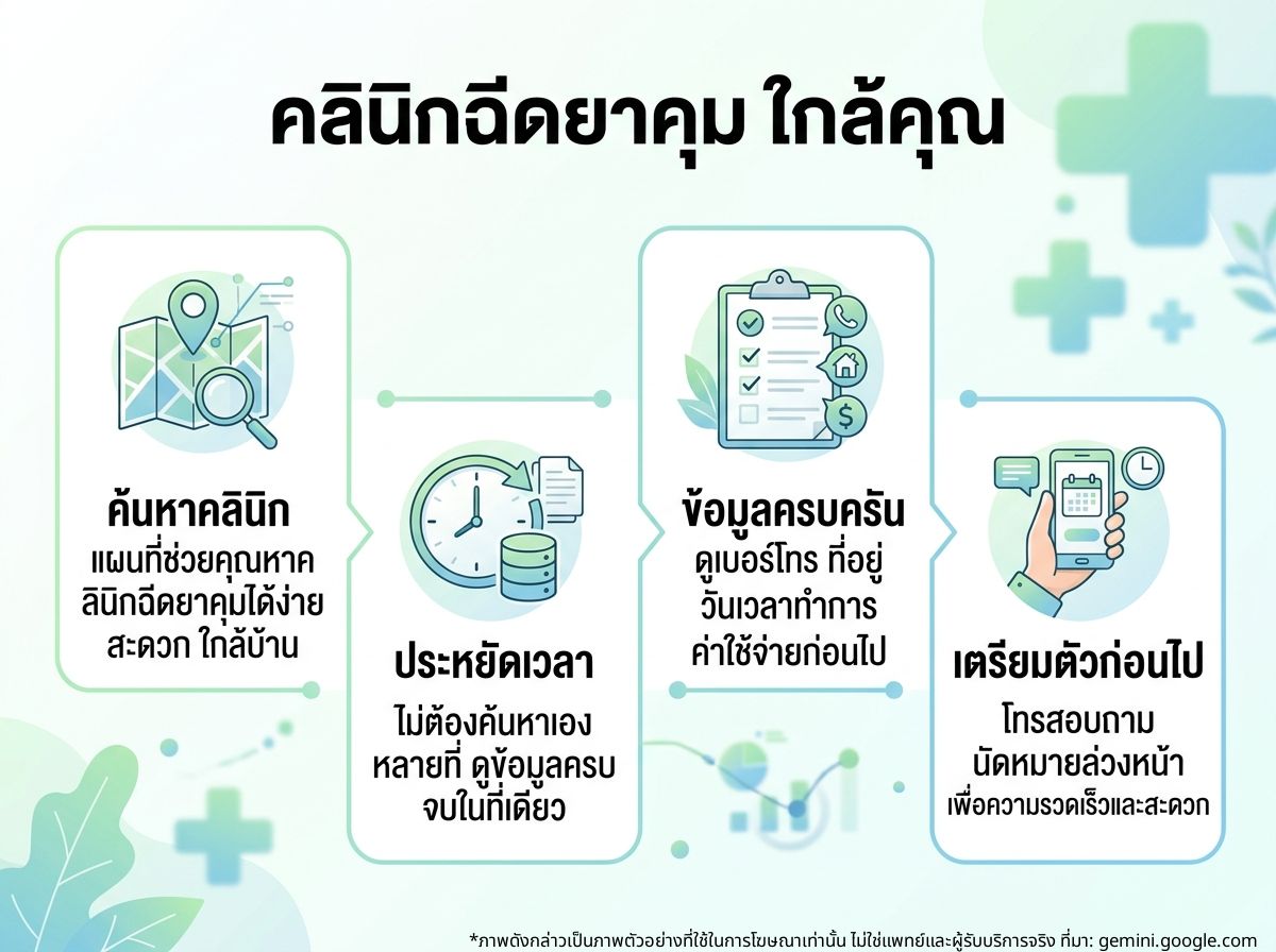 แผนที่แสดงคลินิกฉีดยาคุม ใกล้ฉัน