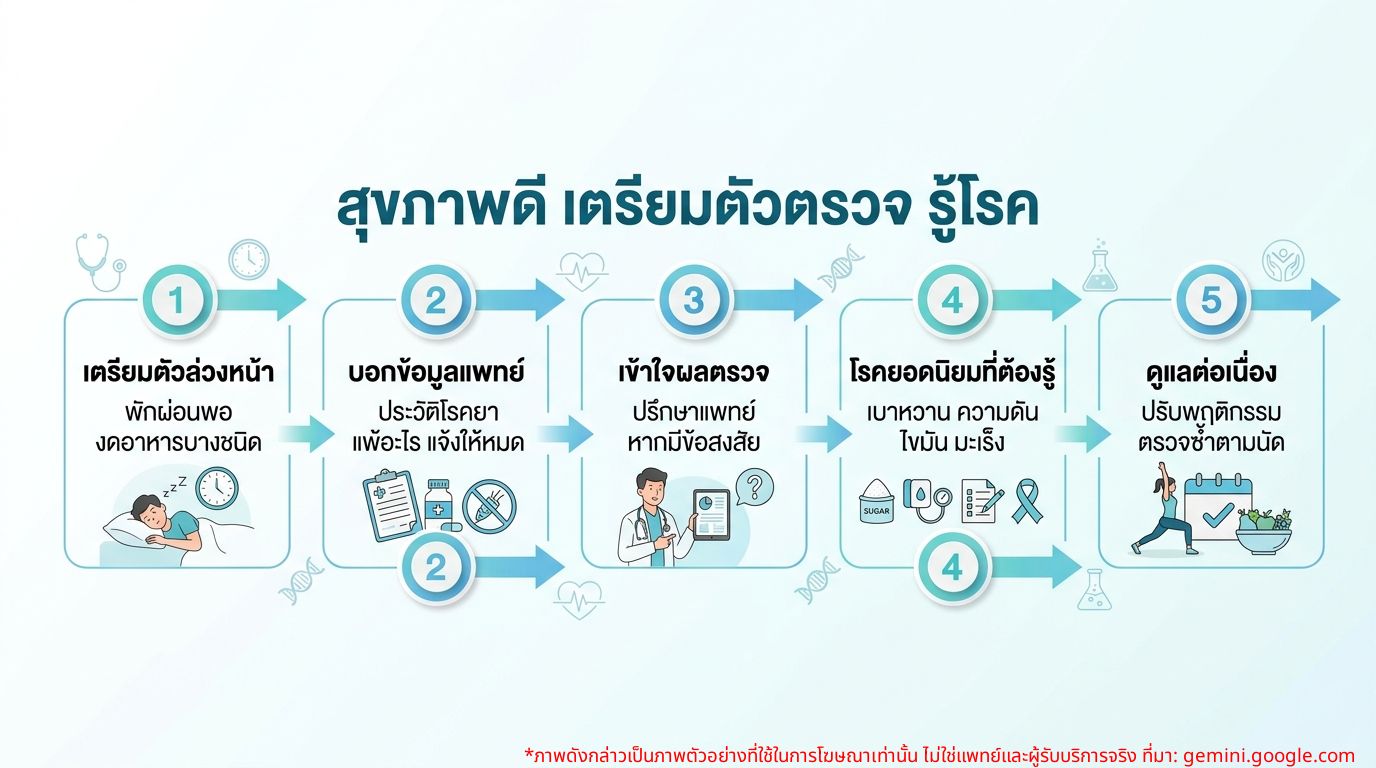 อินโฟกราฟิกรายการตรวจสุขภาพเบื้องต้นสำหรับผู้หญิงก่อนเริ่มงาน