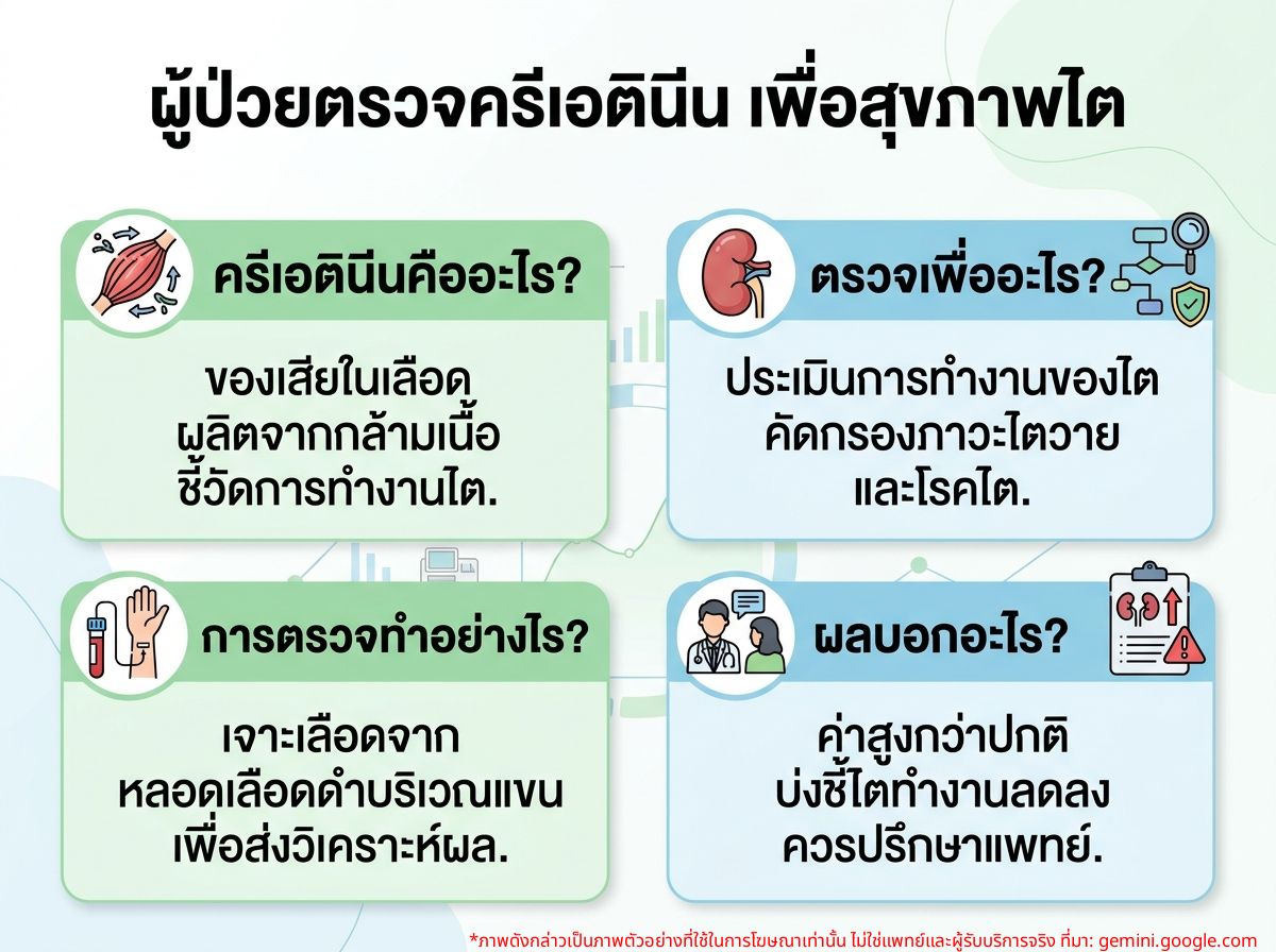 ผู้ป่วยกำลังเข้ารับการตรวจเลือดเพื่อวัดระดับครีเอตินีน