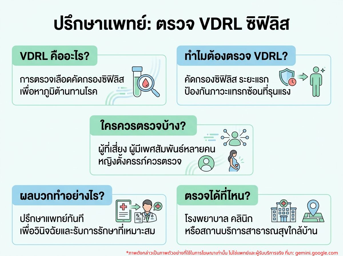 ผู้ป่วยกำลังปรึกษาแพทย์เกี่ยวกับการตรวจ VDRL เพื่อคัดกรองซิฟิลิส