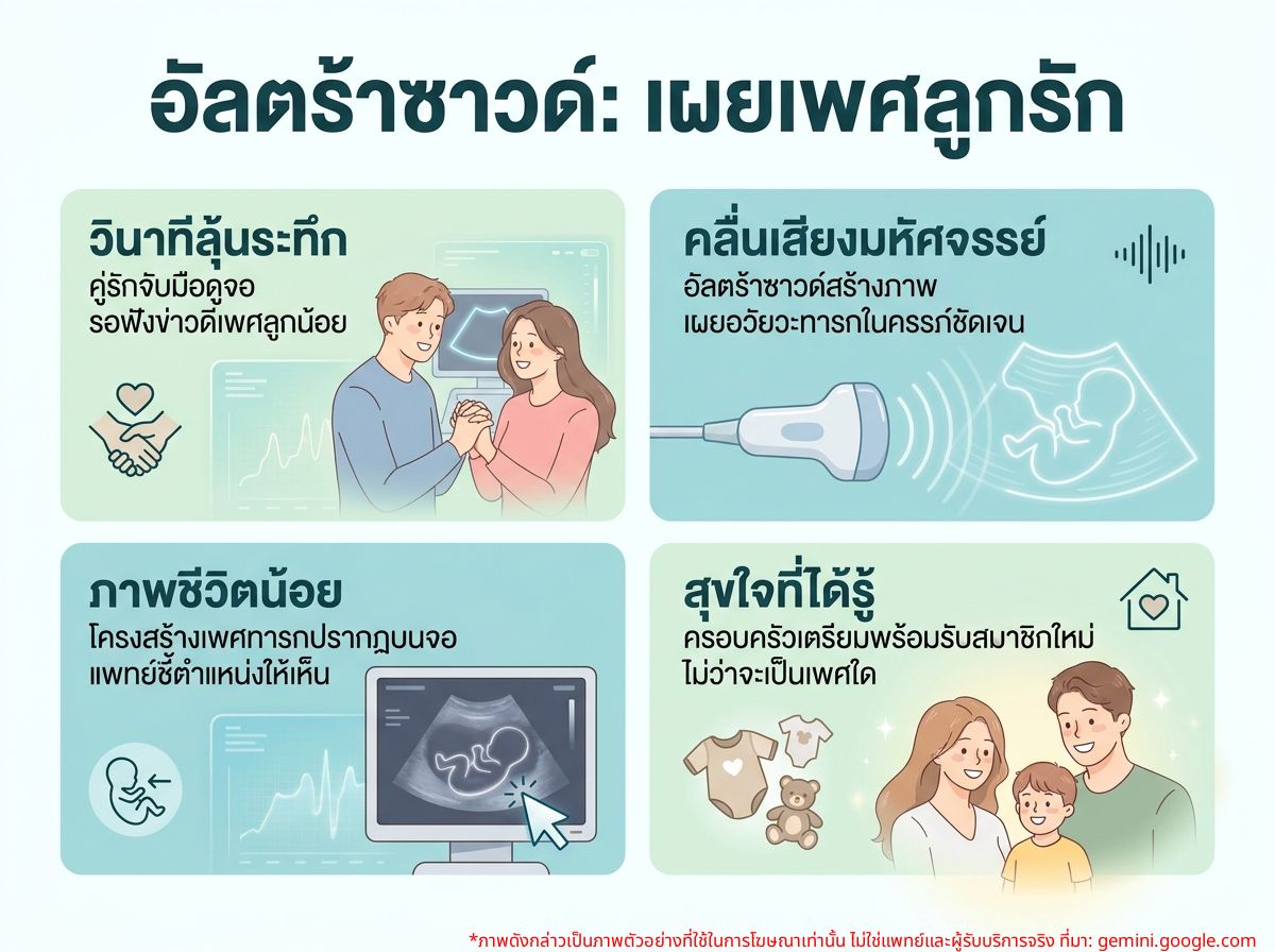 คู่รักกำลังดูจออัลตร้าซาวด์เพื่อดูเพศทารกในครรภ์