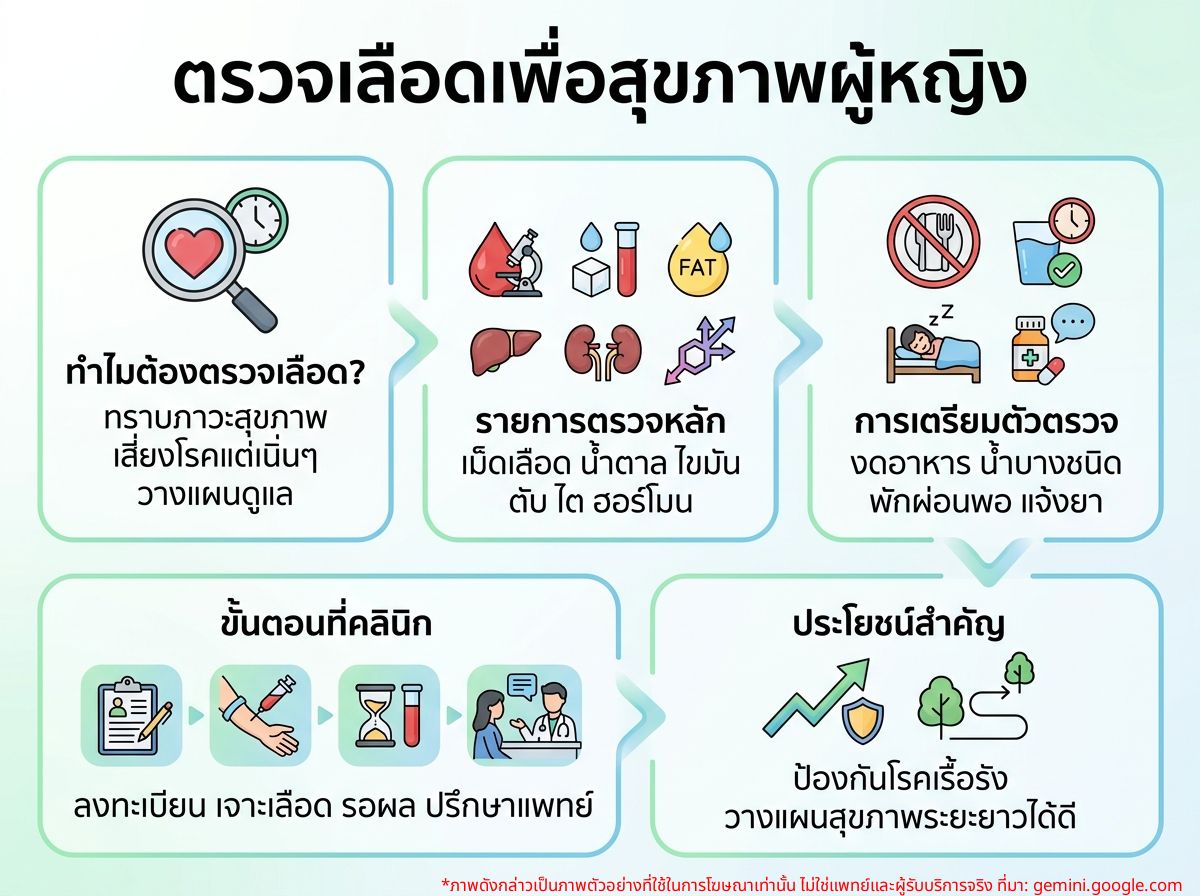ผู้หญิงเข้ารับการตรวจเลือดที่คลินิก