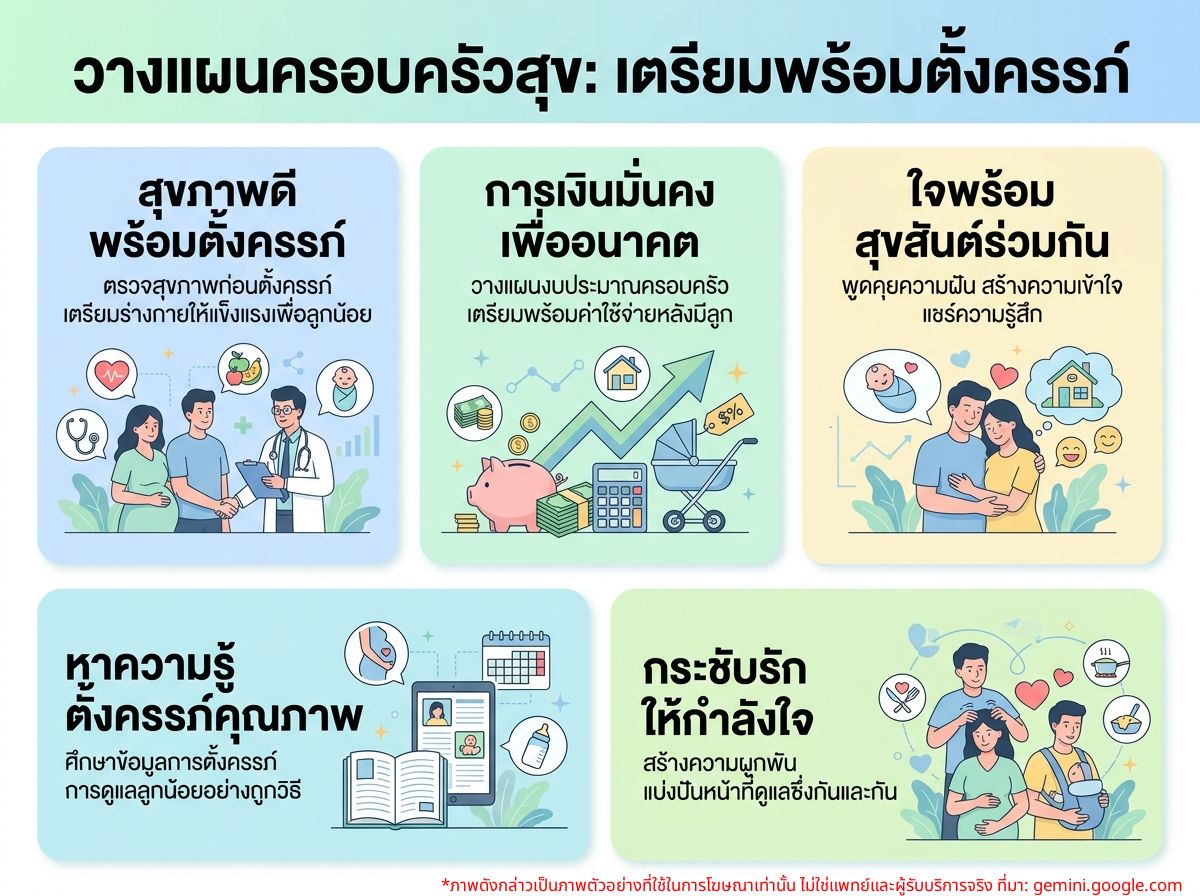 คู่รักกำลังวางแผนครอบครัวและตั้งครรภ์อย่างมีความสุข