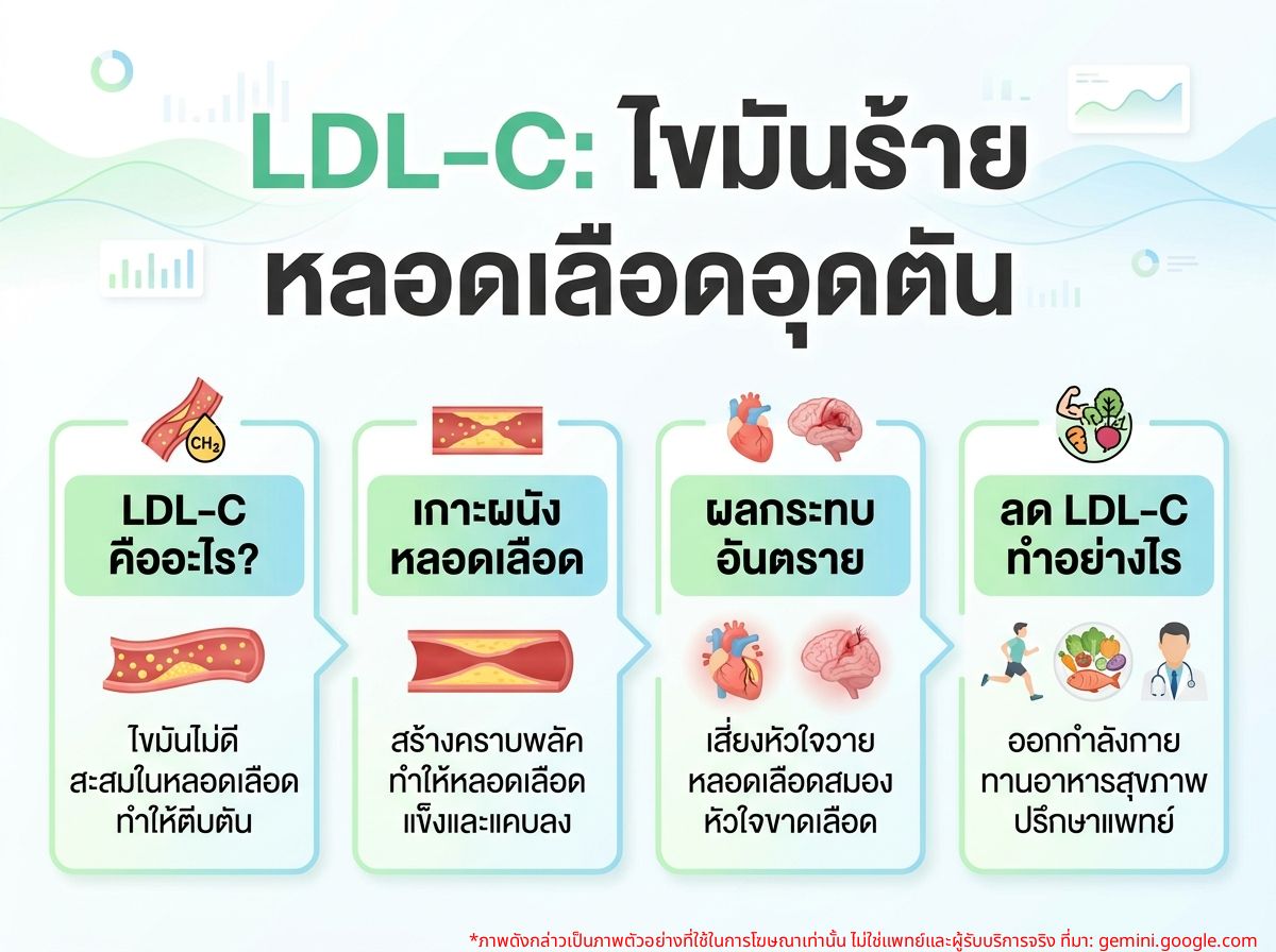 ภาพประกอบ LDL-C ไขมันไม่ดี สาเหตุของหลอดเลือดอุดตัน