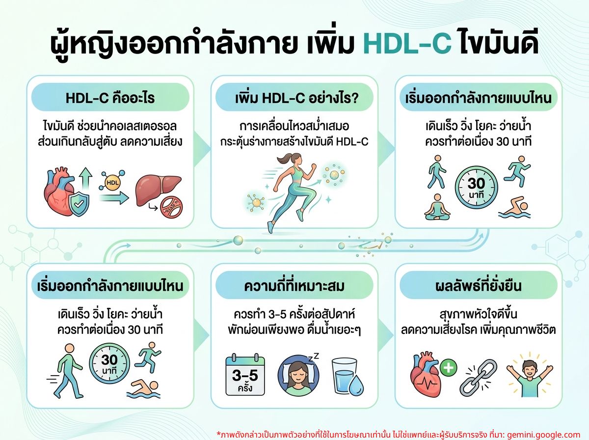 ผู้หญิงออกกำลังกายเพื่อเพิ่ม HDL-C ไขมันดี