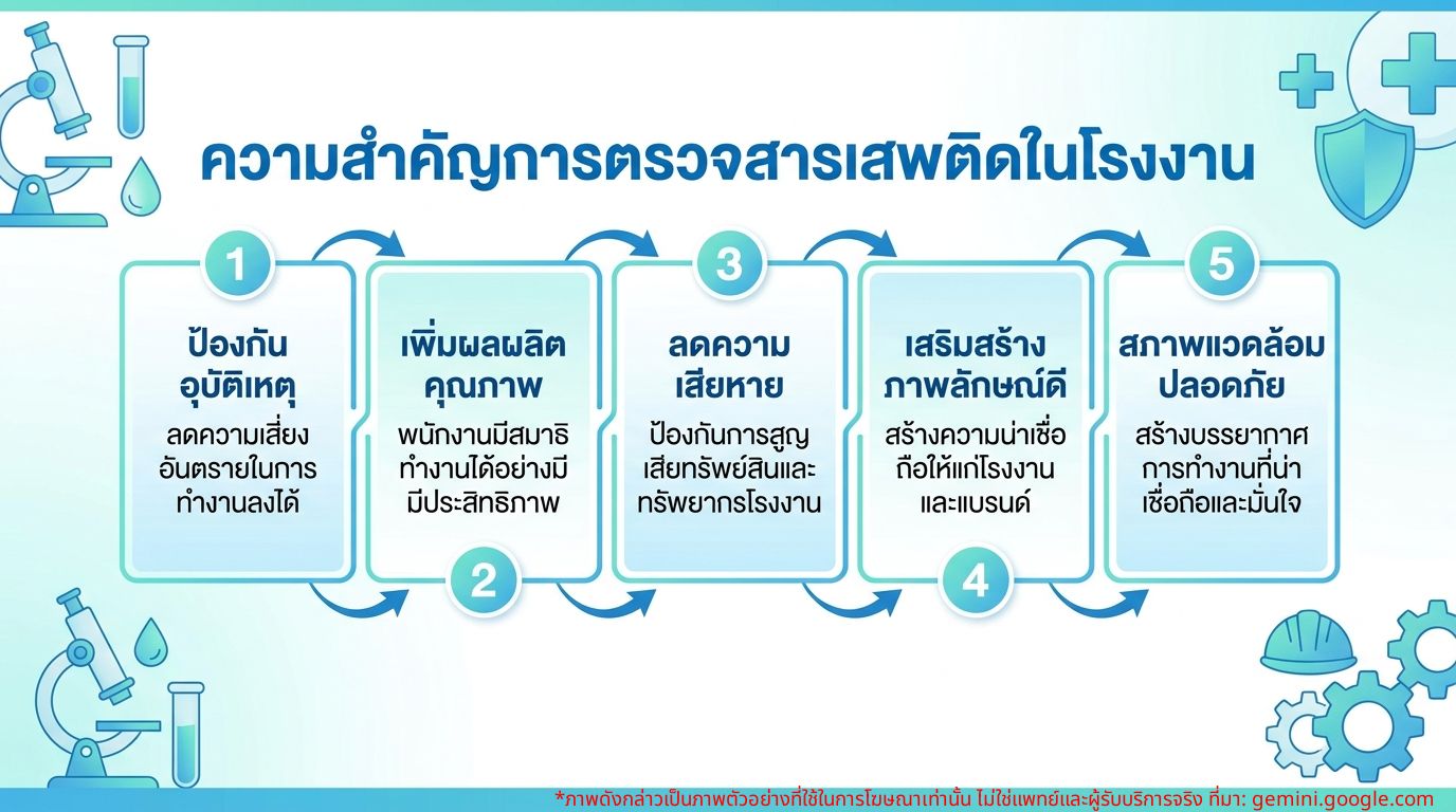 อินโฟกราฟิกความสำคัญของการตรวจสารเสพติดในโรงงาน