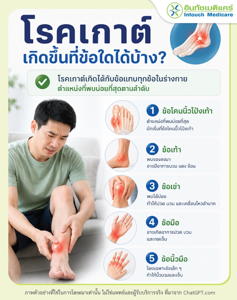โรคเกาต์เกิดขึ้นที่ข้อใดได้บ้าง