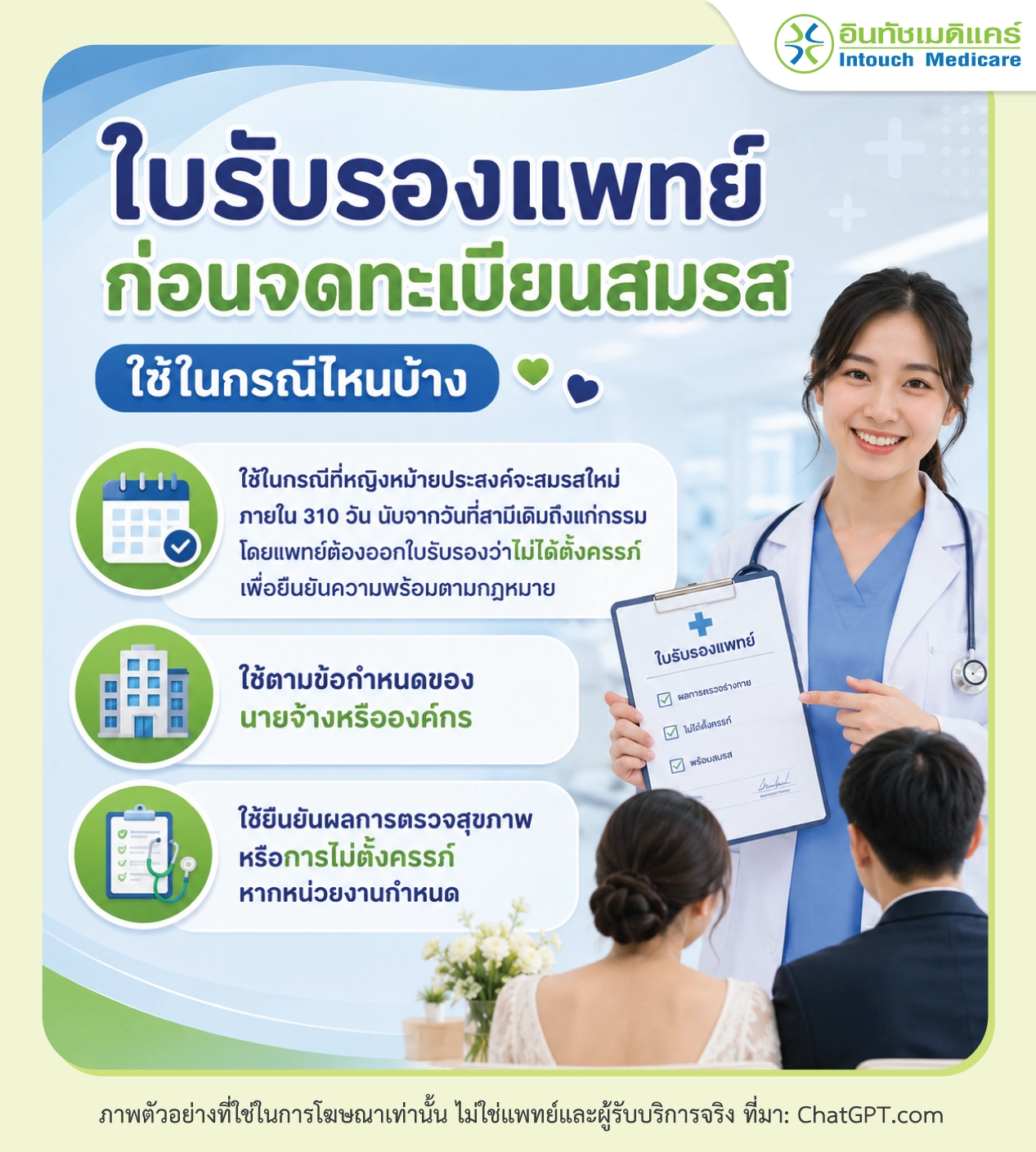 ใบรับรองแพทย์ก่อนจดทะเบียนสมรส ใช้ในกรณีไหนบ้าง