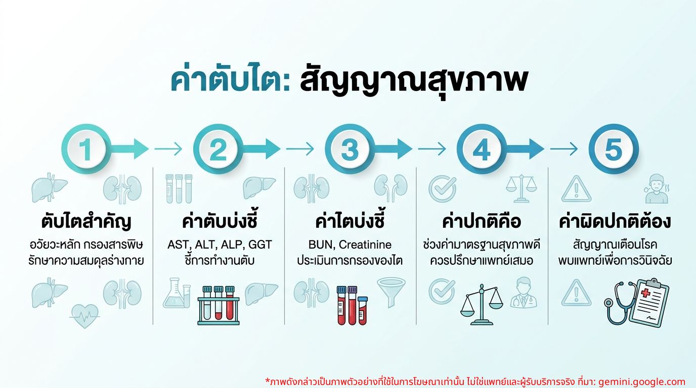 อินโฟกราฟิกแสดงค่าการทำงานของตับและไต