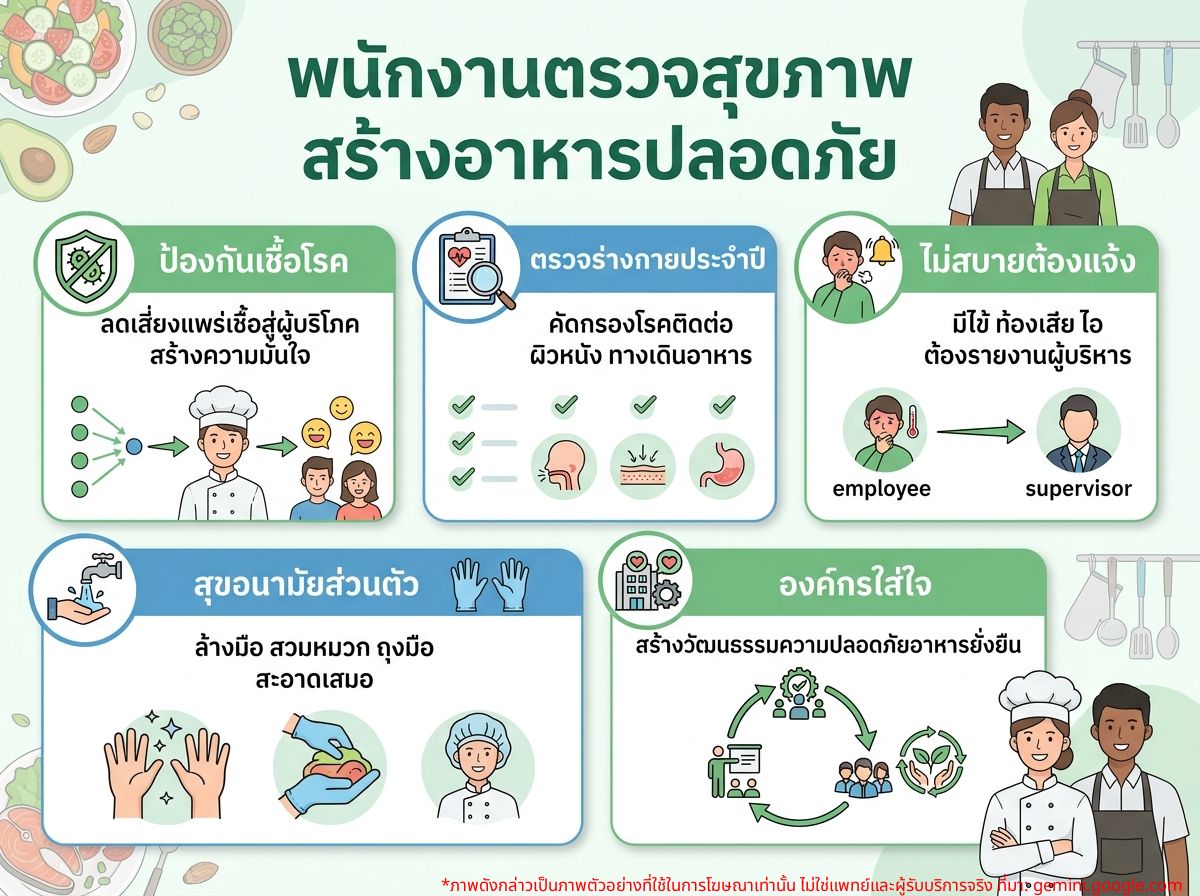 พนักงานในโรงงานอาหารสวมชุดป้องกันกำลังตรวจสอบคุณภาพผลิตภัณฑ์