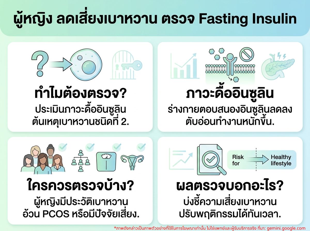 ผู้หญิงกำลังตรวจ Fasting Insulin เพื่อประเมินความเสี่ยงเบาหวาน