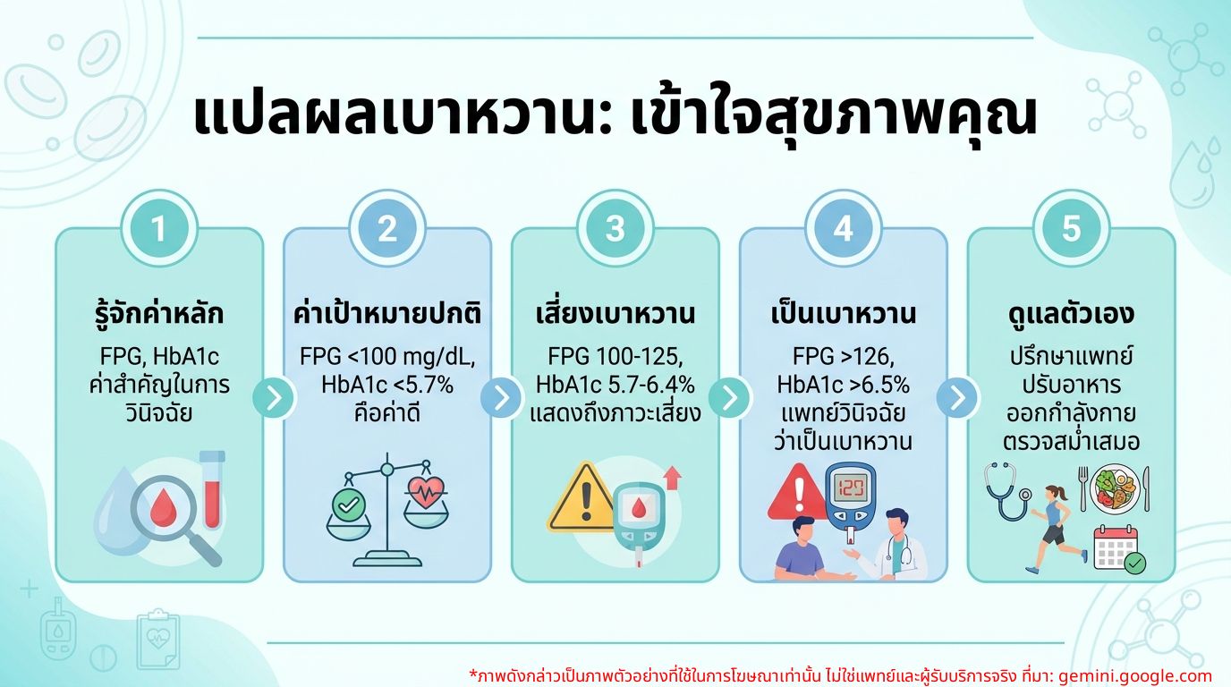 ข้อมูลอินโฟกราฟิกการแปลผลค่าเบาหวาน