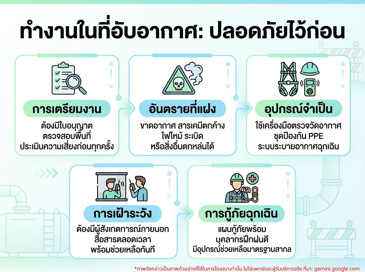 ช่างซ่อมบำรุงกำลังทำงานในที่อับอากาศ