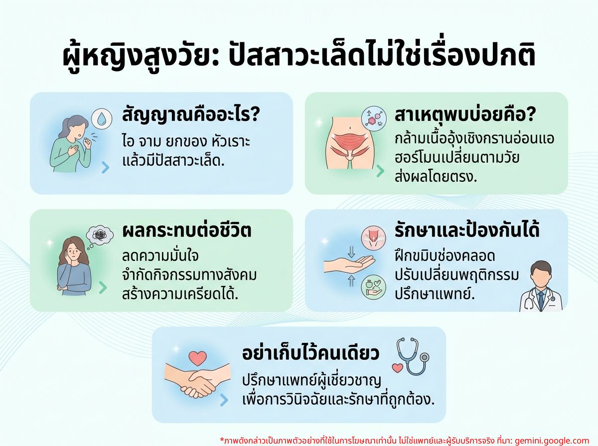 ผู้หญิงมีอายุแสดงอาการปัสสาวะเล็ด