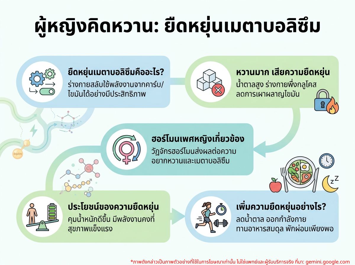 ผู้หญิงกำลังคิดถึงความหวานและผลกระทบต่อ Metabolic Flexibility