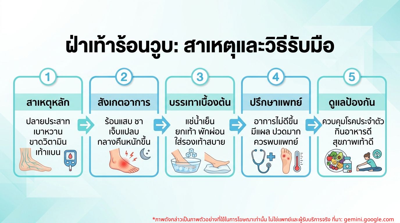 อินโฟกราฟิก: สาเหตุและวิธีจัดการอาการแสบร้อนที่ฝ่าเท้า