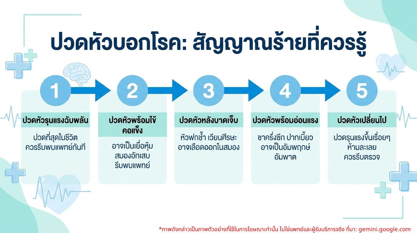 อินโฟกราฟิกสัญญาณเตือนโรคร้ายจากอาการปวดหัว