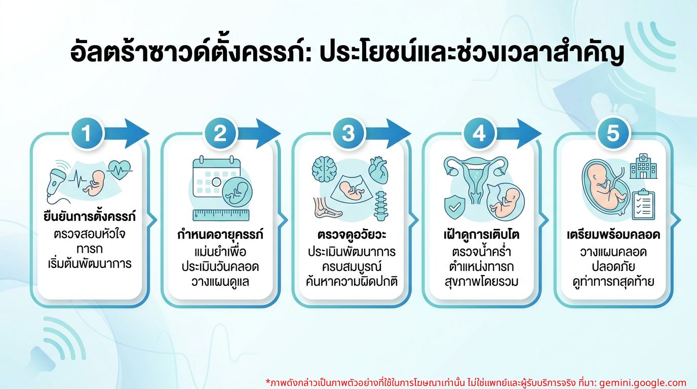อินโฟกราฟิก: ประโยชน์ของการอัลตร้าซาวด์ตลอดการตั้งครรภ์และช่วงเวลาที่เหมาะสม