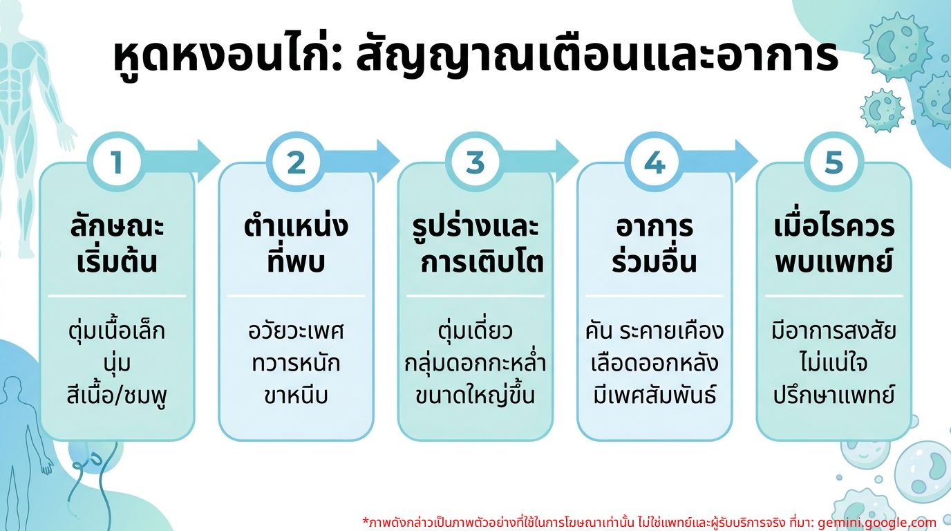 อินโฟกราฟิก: สัญญาณและอาการของหูดหงอนไก่ในผู้ชายและผู้หญิง