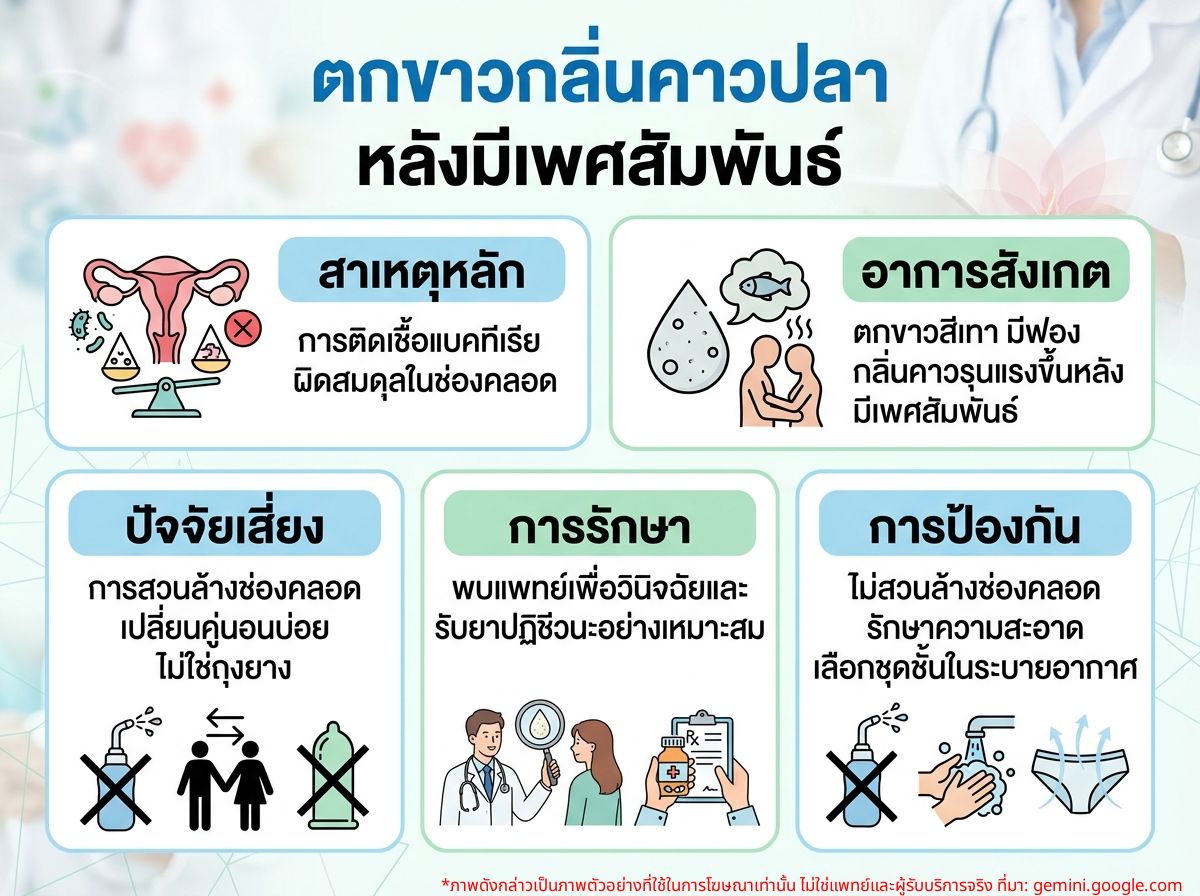 ผู้หญิงมีตกขาวมีกลิ่นเหม็นคาวปลาหลังมีเพศสัมพันธ์