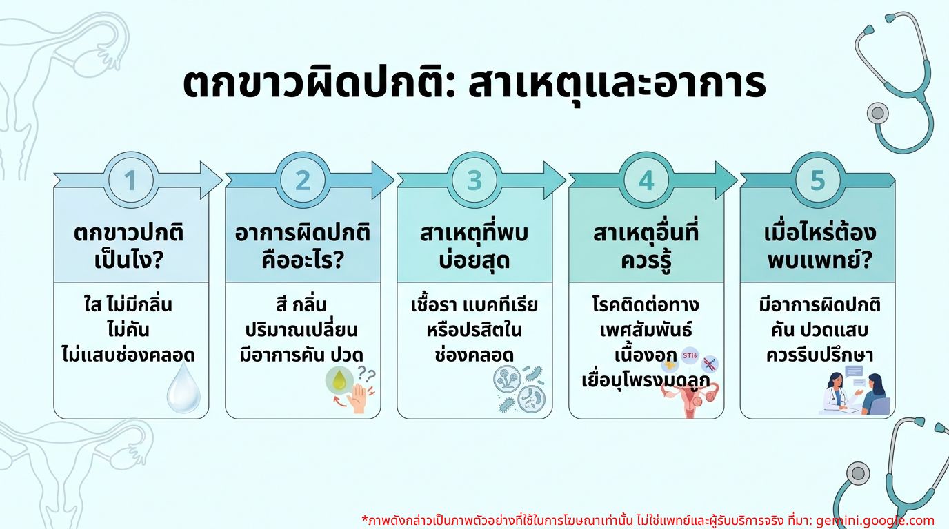 อินโฟกราฟิกสาเหตุและอาการตกขาวผิดปกติ