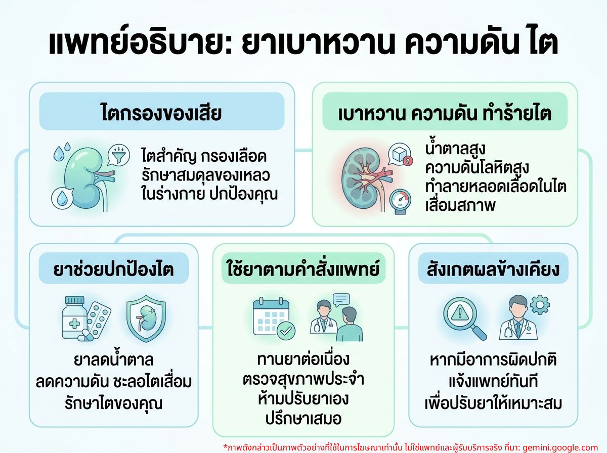 แพทย์อธิบายเรื่องยาเบาหวานและความดันกับไต