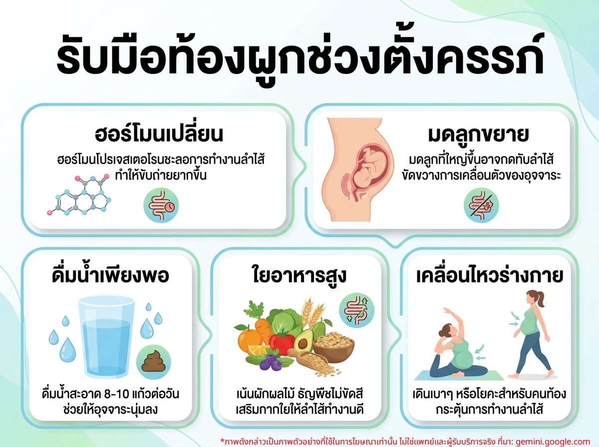 หญิงตั้งครรภ์กำลังประสบปัญหาท้องผูก