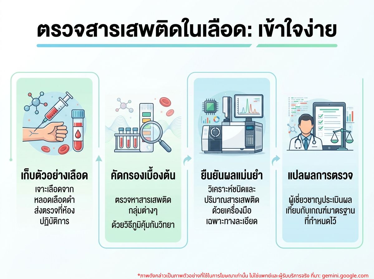 ผู้เชี่ยวชาญกำลังอธิบายวิธีการตรวจสารเสพติดในเลือด