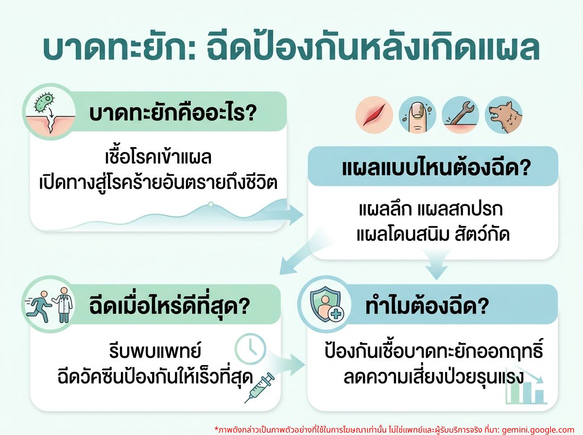 ผู้ป่วยกำลังฉีดยาป้องกันบาดทะยักหลังเกิดแผล