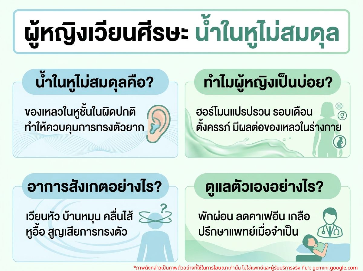 ผู้หญิงรู้สึกเวียนศีรษะ น้ำในหูไม่เท่ากัน